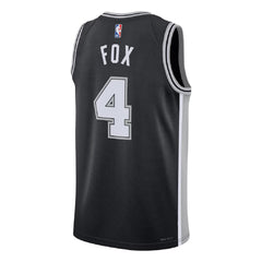Unisex San Antonio Spurs De'Aaron Fox #4 Black Swingman Jersey - Icon Edition
