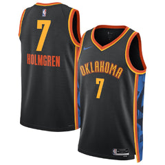 Unisex Oklahoma City Thunder Chet Holmgren #7 Black Swingman Jersey - City Edition 