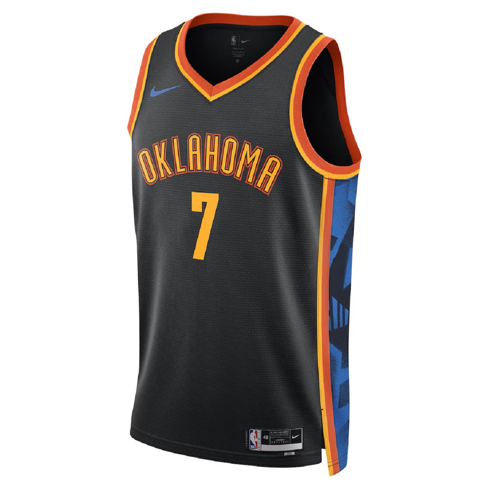 Unisex Oklahoma City Thunder Chet Holmgren #7 Black Swingman Jersey - City Edition 
