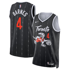 Unisex Toronto Raptors Scottie Barnes #4 Nike Black 2025/26 Swingman Jersey - City Edition 