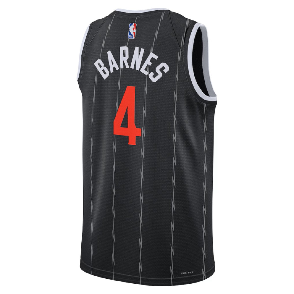 Unisex Toronto Raptors Scottie Barnes #4 Nike Black 2025/26 Swingman Jersey - City Edition 